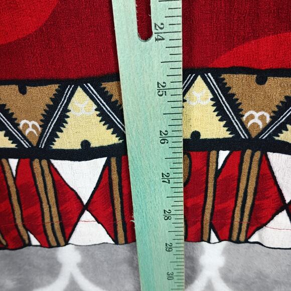 Kai Veikau Shirt Men Size M Red Tribal Print Button Front Fiji - Picture 6 of 13